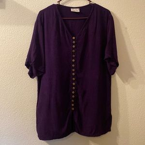 La Luna Loca button down shirt sleeve top size 3XL